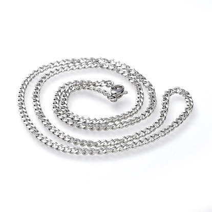 201 Stainless Steel Curb Chain Necklace, with Lobster Claw Clasps