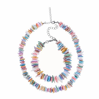 Colorful Irregular Puka Shell Necklace and Bracelet Set for Beach Summer