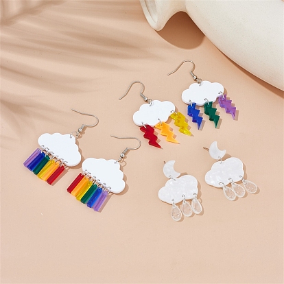 Acrylic Chandelier Earrings, Pride Rainbow Flag Drop Earrings