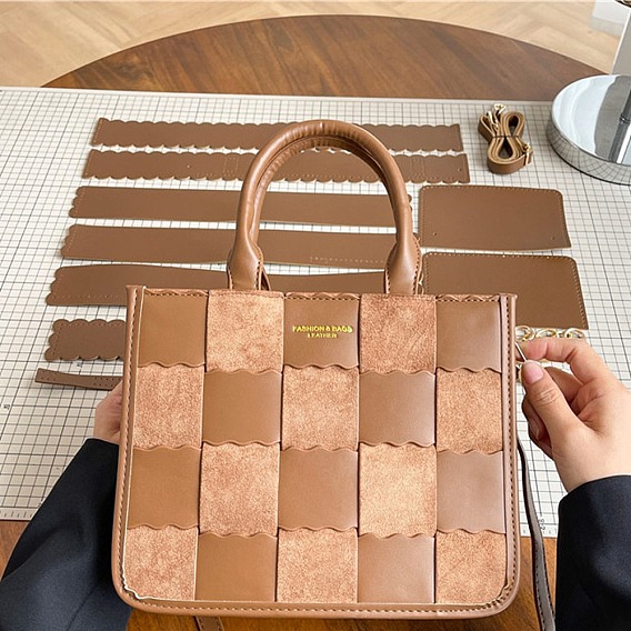 Наборы для самостоятельного изготовления кошелька в клетку, включая искусственную кожу и металлическую фурнитуру