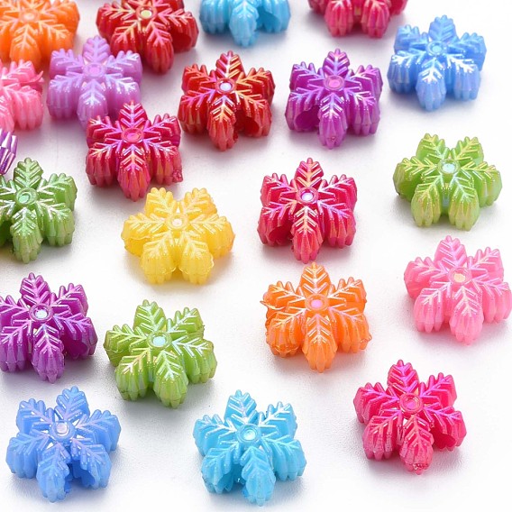 Opaque Resin Beads, AB Color, Snowflake