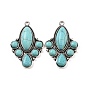 Alloy Pendants, with Synthetic Turquoise, Flower Charms