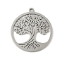304 подвески из нержавеющей стали, плоская круглая с подвеской дерево жизни, лазерная резка, ионное покрытие (ip)
