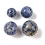 Натуральная голубая пятнистая яшма без отверстий, сферические бусины, круглые