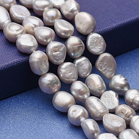Electroplated  Natural Cultured Freshwater Pearl Beads Strands, Dyed, Two Sides Polished
