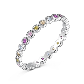 925 стерлингового серебра кольца перста, штабелируемое кольцо, с фианитами для женщин, Реальная платина