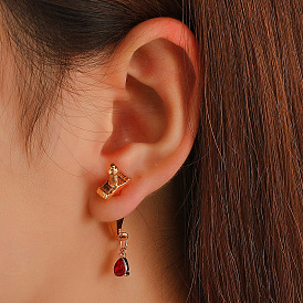 Creative dripping blood cross earrings Gothic detachable sword earrings hanging style cool