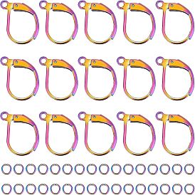 50шт. радужного цвета 304 фурнитура для сережек с застежкой-молнией из нержавеющей стали, с 50 открытыми соединительными кольцами