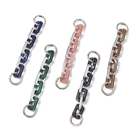 5 шт. 5 Цвета акрил с пластиковыми прямоугольными звеньями CCB цепи удлинители для сумок, литыми кольцами, платина