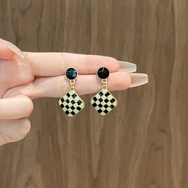 Alloy Enamel Dangle Earrings for Women, with Imitation Pearl Beads