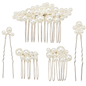 Железные палочки для волос и расчески, аксессуары для волос для женщин, с пластиковой бисера