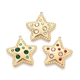 304 из нержавеющей стали с горный хрусталь подвески, звезды прелести, золотые