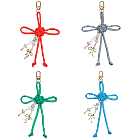 4 шт. шнуров из полиэстера и спандекса, а также подвесных украшений из акрила и сплава, с поворотными застежками сплава