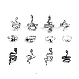 Vintage Silver Snake Ring with Open Mouth Design and Eye-catching Serpent Detail