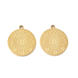 304 подвески из нержавеющей стали, ионное покрытие (ip), плоский круглый с шармом луны и солнца