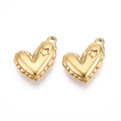 304 подвески из нержавеющей стали, ионное покрытие (ip), сердце со звездными подвесками