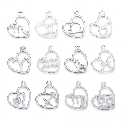 304 подвески из нержавеющей стали, лазерная резка, сердце с созвездием