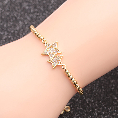 Sparkling Micro Pave CZ Star Chain Bracelet for Men and Women