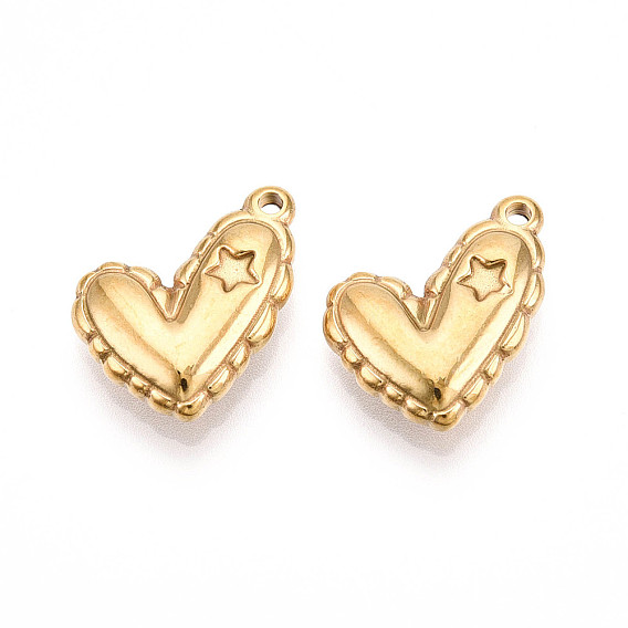 304 подвески из нержавеющей стали, ионное покрытие (ip), сердце со звездными подвесками