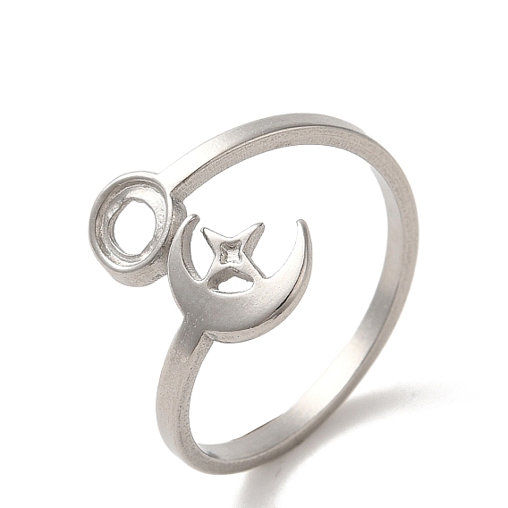304 bague de manchette en acier inoxydable, étoiles et la lune