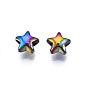 Rack Plating Rainbow Color Alloy Beads, Cadmium Free & Nickel Free & Lead Free, Star