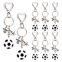 8Pcs PVC Football & Alloy T-Shirt with Soccer Ball with Word Pendant Decorations, with Heart Swivel Clasps