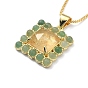 Natural & Synthetic Mixed Gemstone Rectangle Pendant Necklace, Real 18K Gold Plated Brass Jewelry