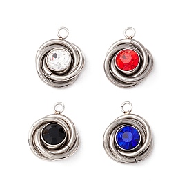 Вакуумное покрытие pvd 304 подвески из нержавеющей стали, со стеклянными стразами, плоско-круглые