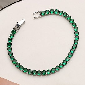 Exquisite Green Zircon Bracelet for Women - Fashionable and Luxurious Hand Accessory