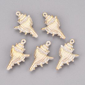 CCB Plastic Pendants, Conch Charms, Golden Metal Enlaced