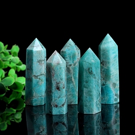Point Tower Natural Amazonite Healing Stone Wands, for Reiki Chakra Meditation Therapy Decos, Hexagonal Prisms
