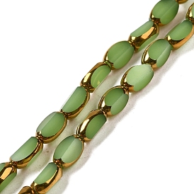 Galvanoplastie des brins de perles de verre de couleur opaque, facette, ovale