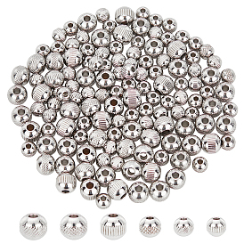 6styles 304 perles en acier inoxydable, ronde