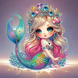 Mermaid DIY Diamond Painting Kit, Including Acrylic Rhinestones Bag, Diamond Sticky Pen, Tray Plate, Glue Clay and Canvas