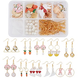 SUNNYCLUE DIY Easter Theme Earring Making Kits, Including Alloy Enamel Pendants, Brass Pendants & Linking Rings & Spacer Beads & Earring Hooks, Acrylic Bead Caps and Glass Pearl Beads