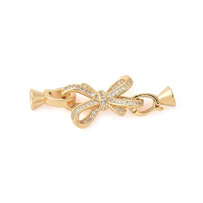 Латунное микропейв, прозрачный кубический цирконий, складные застежки, без кадмия, без никеля и без свинца, бантом
