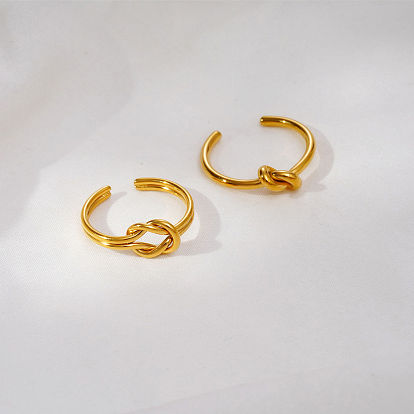 304 Stainless Steel Cuff Open Rings for Women, Knot