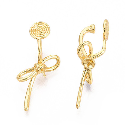 Фурнитура для сережек-клипс в виде банта из латуни для полупросверленных бусин