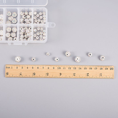 NBEADS Handmade Polymer Clay Glass Rhinestone Beads, Disco Ball Beads