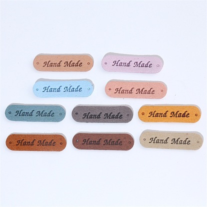 Imitation Leather Label Tags, with Holes & Word Hand Made, for DIY Jeans, Bags, Shoes, Hat Accessories, Rounded Rectangle