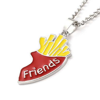 Meilleurs amis colliers pendentifs en alliage, collier frites et hamburger en émail saint valentin, platine