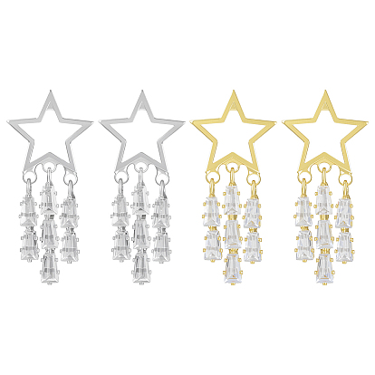 2 пары 2 цвета сплава эмаль висячие серьги-гвоздики, со стразами, звезда