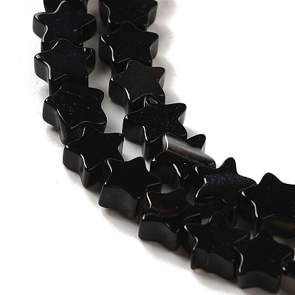 Natural Black Agate Beads Strands, Star
