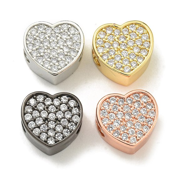 Стойки обшивки латунь микро проложить кубического циркония бусы, долговечный, без свинца и без кадмия, сердце
