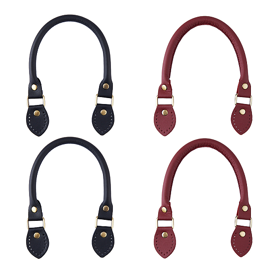 2 пары 2 цвета микрофибра конец кожа пришитые ручки сумки, с заклепками из сплава и железными застежками, аксессуары для замены ремня для сумки