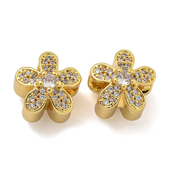Стойки обшивки латунь микро проложить кубического циркония бусы, долговечный, без кадмия и без свинца, цветок
