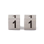 303 Stainless Steel European Beads, Large Hole Beads, Cube with Number, Stainless Steel Color