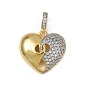 Латунные подвески в форме сердца с микропаве из прозрачных кубических цирконий, без кадмия и без свинца, стойки покрытие, долговечный