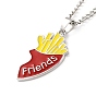 Meilleurs amis colliers pendentifs en alliage, collier frites et hamburger en émail saint valentin, platine