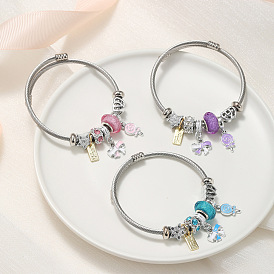 Colorful Stainless Steel Open Bracelet with Candy Butterfly and Gold Accessories - Handmade Jewelry
